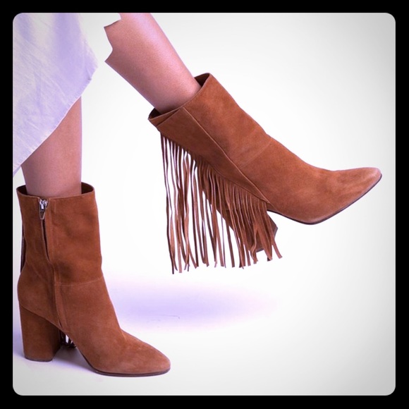 Dolce Vita Rhoda Suede Fringe mid Booties 8 - Picture 1 of 4